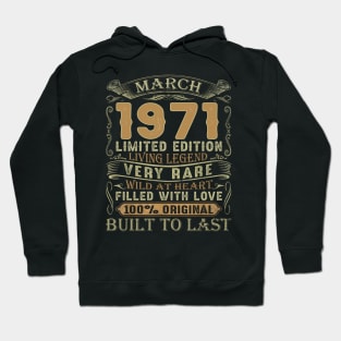 Vintage 50 Years Old March 1971 50th Birthday Gift Hoodie